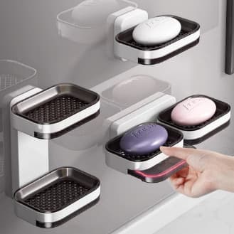 Saboneteira Fácil Instalar 1 / 2 Camadas Saboneteira para Sabãos de Banheiro Com Suporte Sem Furo