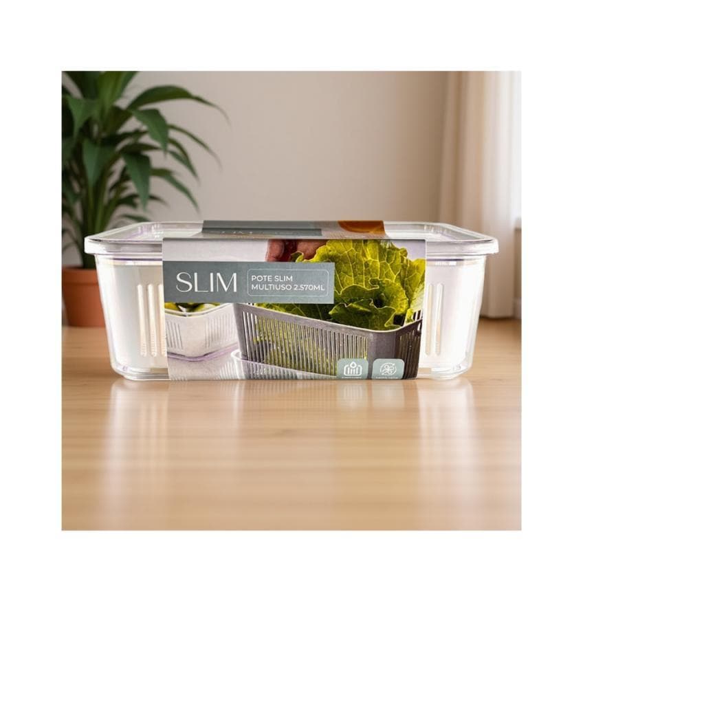 Pote Hermético com Cesto Removível para Vegetais Frutas 2570ml