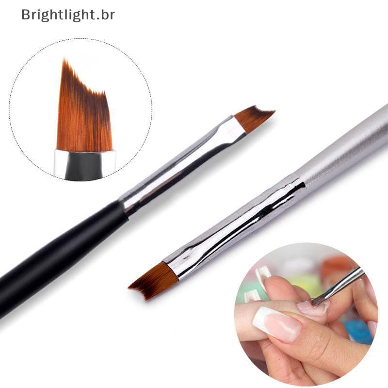 [brightlight.br] Pincel De Unhas Com Ponta Oblíqua Francesa Em Formato De Meia Lua Gel UV Para Pintura Acrílica Caneta F