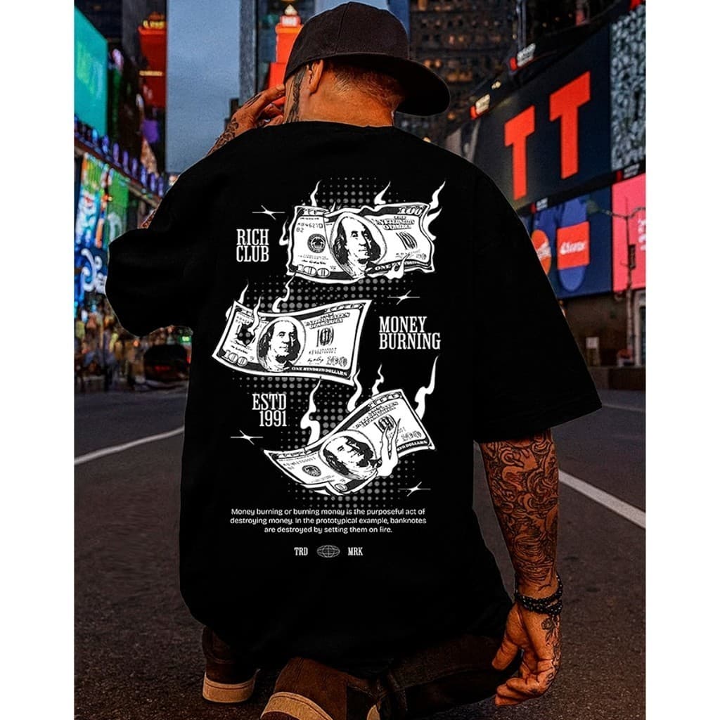 Camiseta Streetwear Masculina Estampada Money Cash Camisa 100% Algodão Penteado Premium