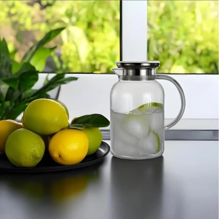 Jarra Vidro Borossilicato 1,6l Tampa Inox Resistente Azure Lehavi