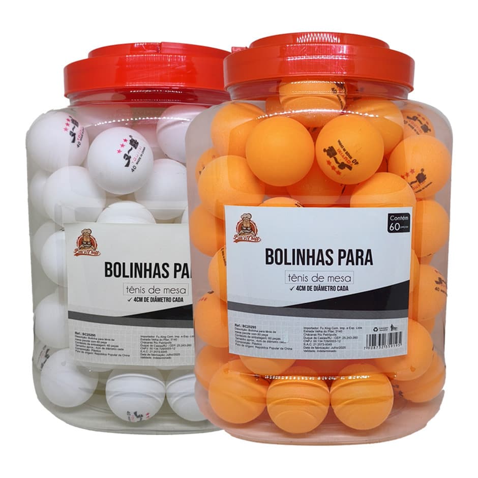 Pote com 60 Bolinhas de Ping-Pong Youyixi