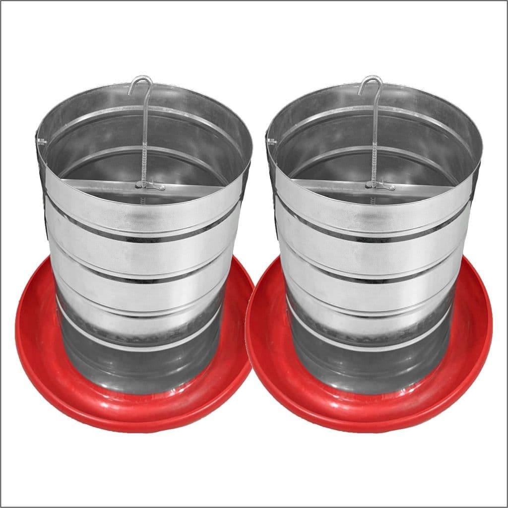 Kit 2 Comedouros Tubular 15kg p/ Frango Aves Galinha Faisão Prato Anti Desperdicio