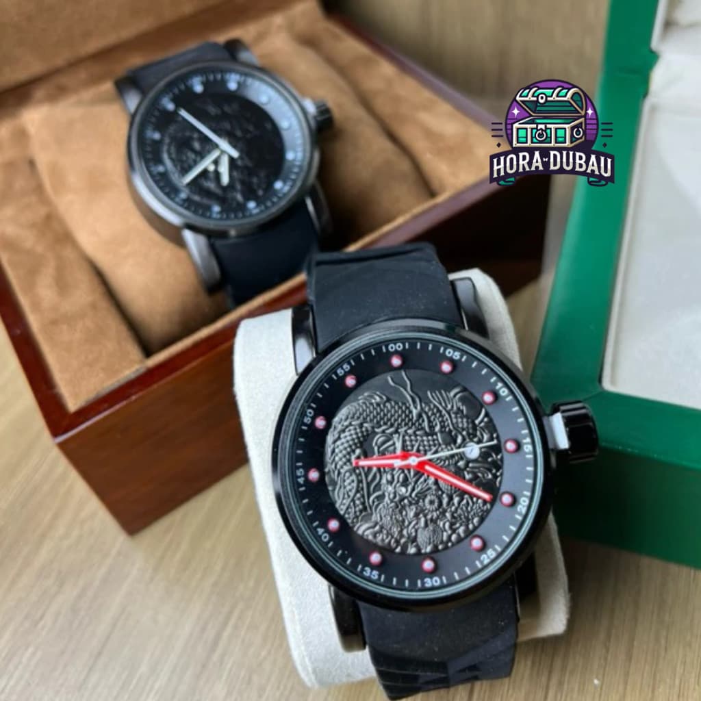 Relógio Dragon Yakuza Preto branco azul  Masculino 2026 + caixa