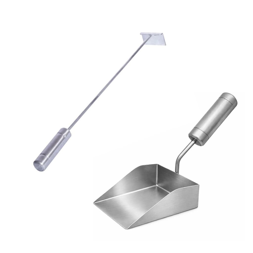 Kit Pá Cinza Para Limpeza Churrasqueira + Espalhador De Brasas Com Cabo Alumínio Térmico We