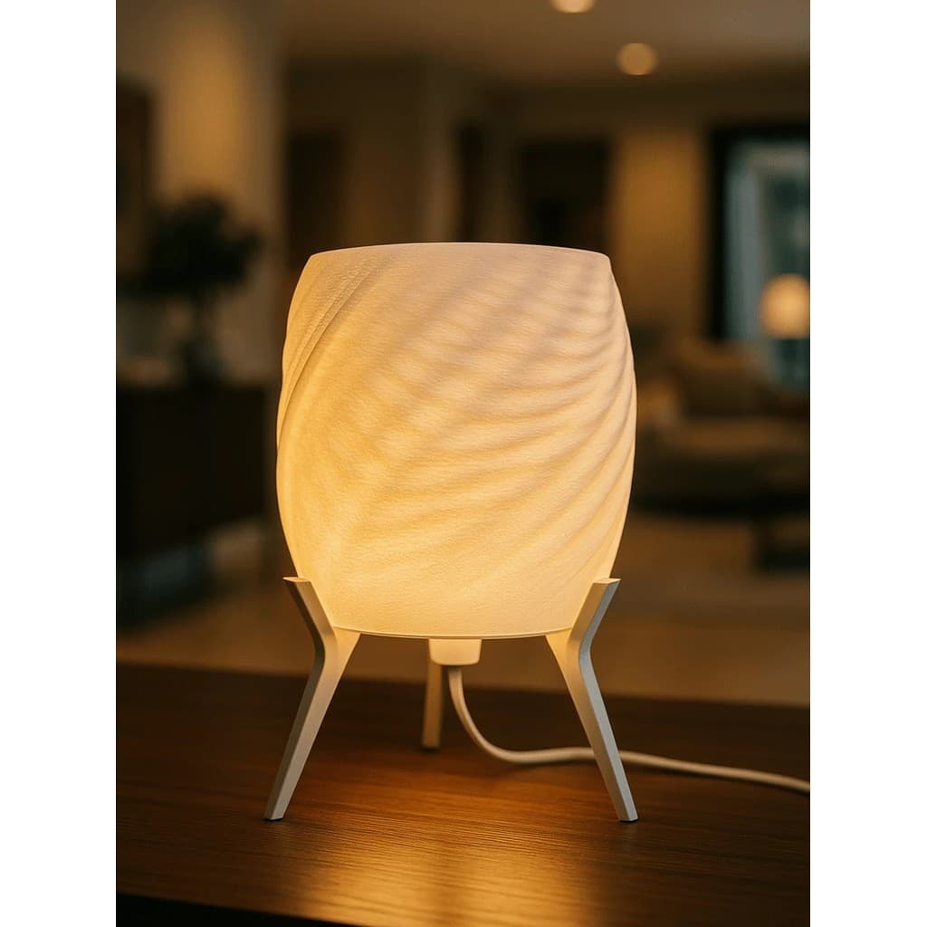 Abajur Luminária de Mesa Decorativa Moderna – Design Wavy Onda Geométrico