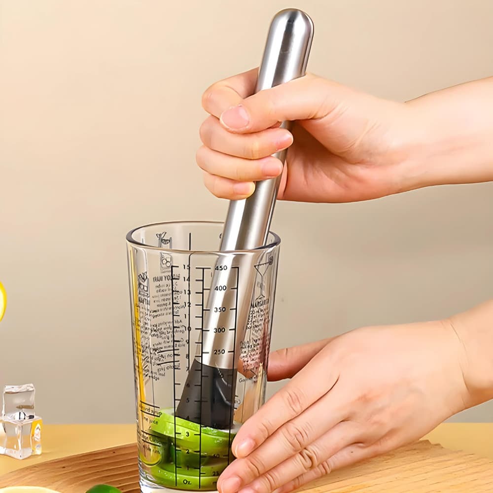 Macerador Inox Profissional para Drinks Caipirinha Amassador de Frutas e Gelo Bartender Bar