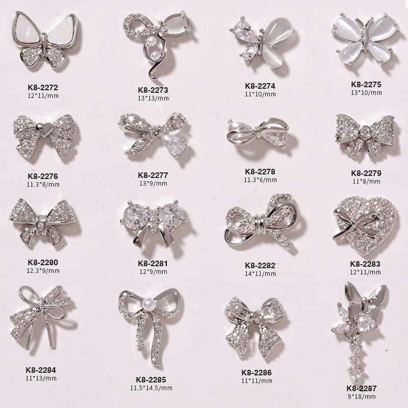 Manicure prata zircão jóias luxo influenciador arco pérola decoração estrela corrente jóias do prego diamante novo estil
