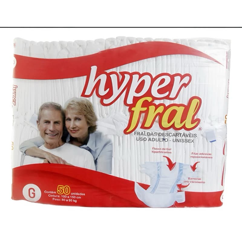 Fralda Geriátrica Hyper Fral Adulto Idoso 50unidades