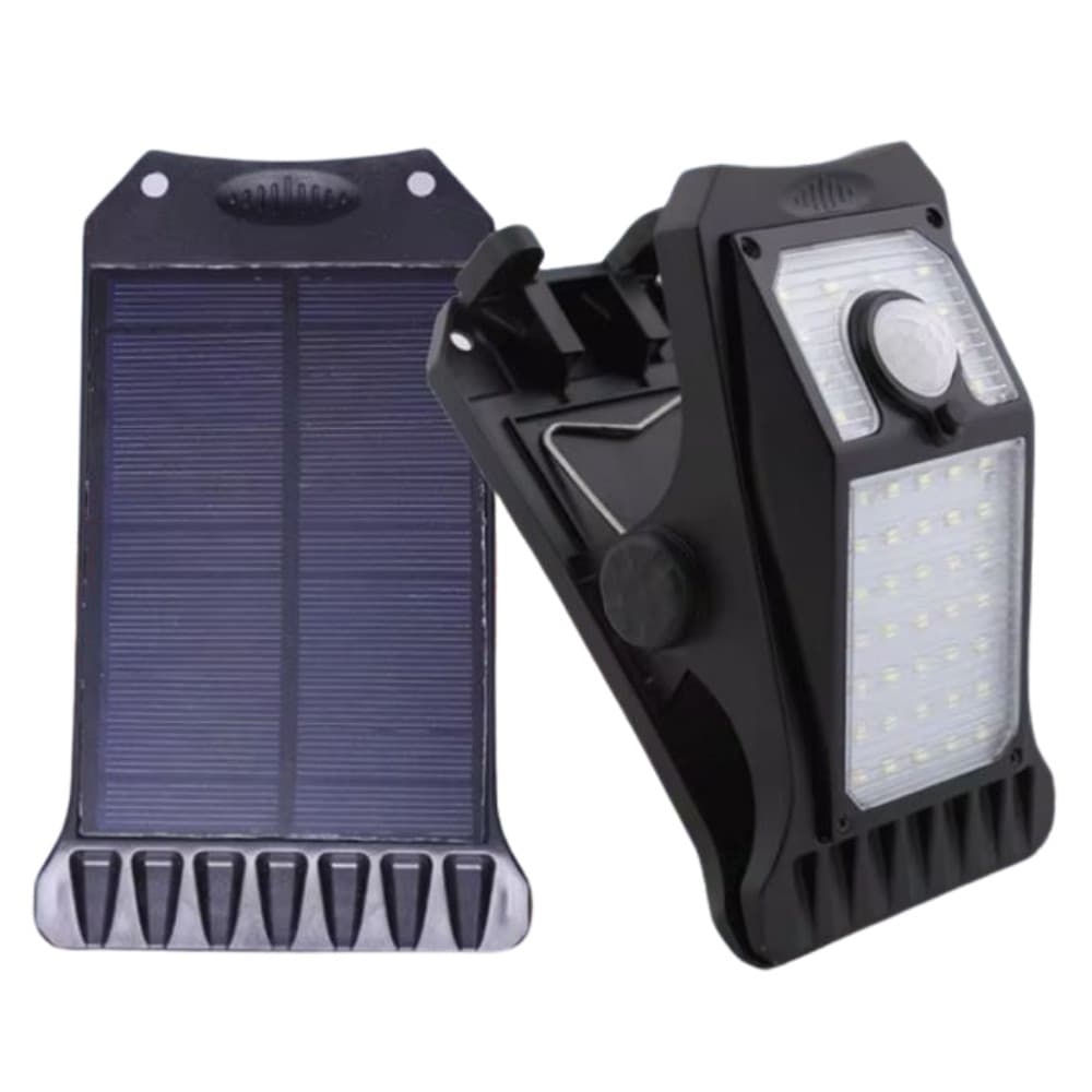 Luminária Solar Led De Parede e Jardim Luz Branco frio Prova D'Água Sensor Presença 3 funções Com Clipe