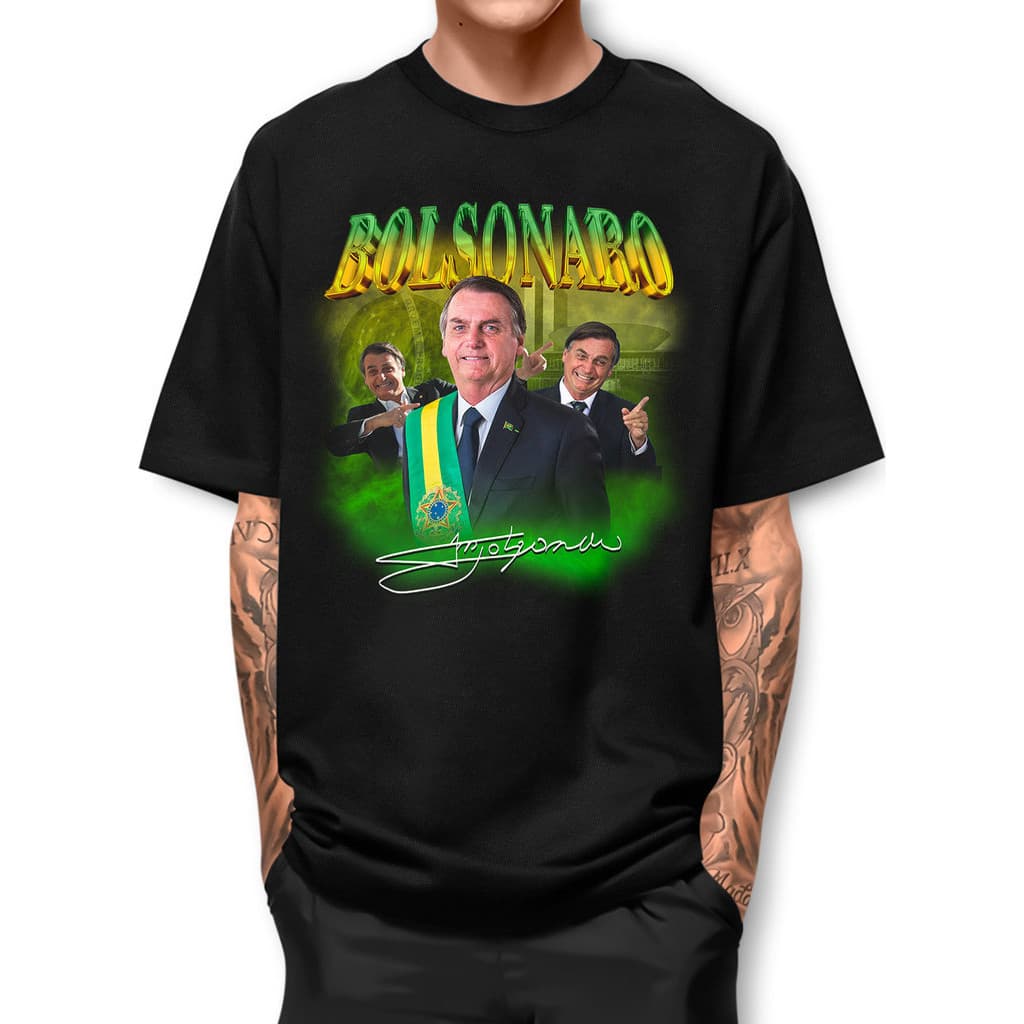 Camiseta Masculina Presidente Bolsonaro Malha Premium 30.1 Unissex Politica