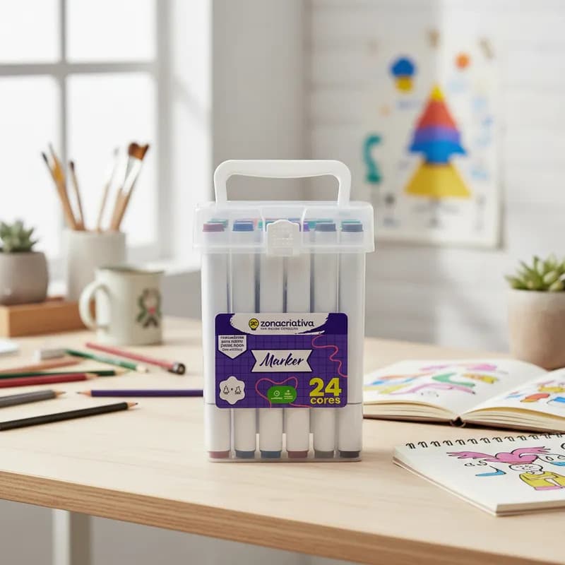 Kit Canetas Ponta Dupla Para Colorir 24un Zona Criativa
