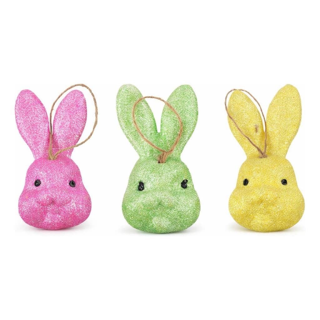 Kit 3 Coelhos Coloridos De Páscoa- Decorados Com Glitter
