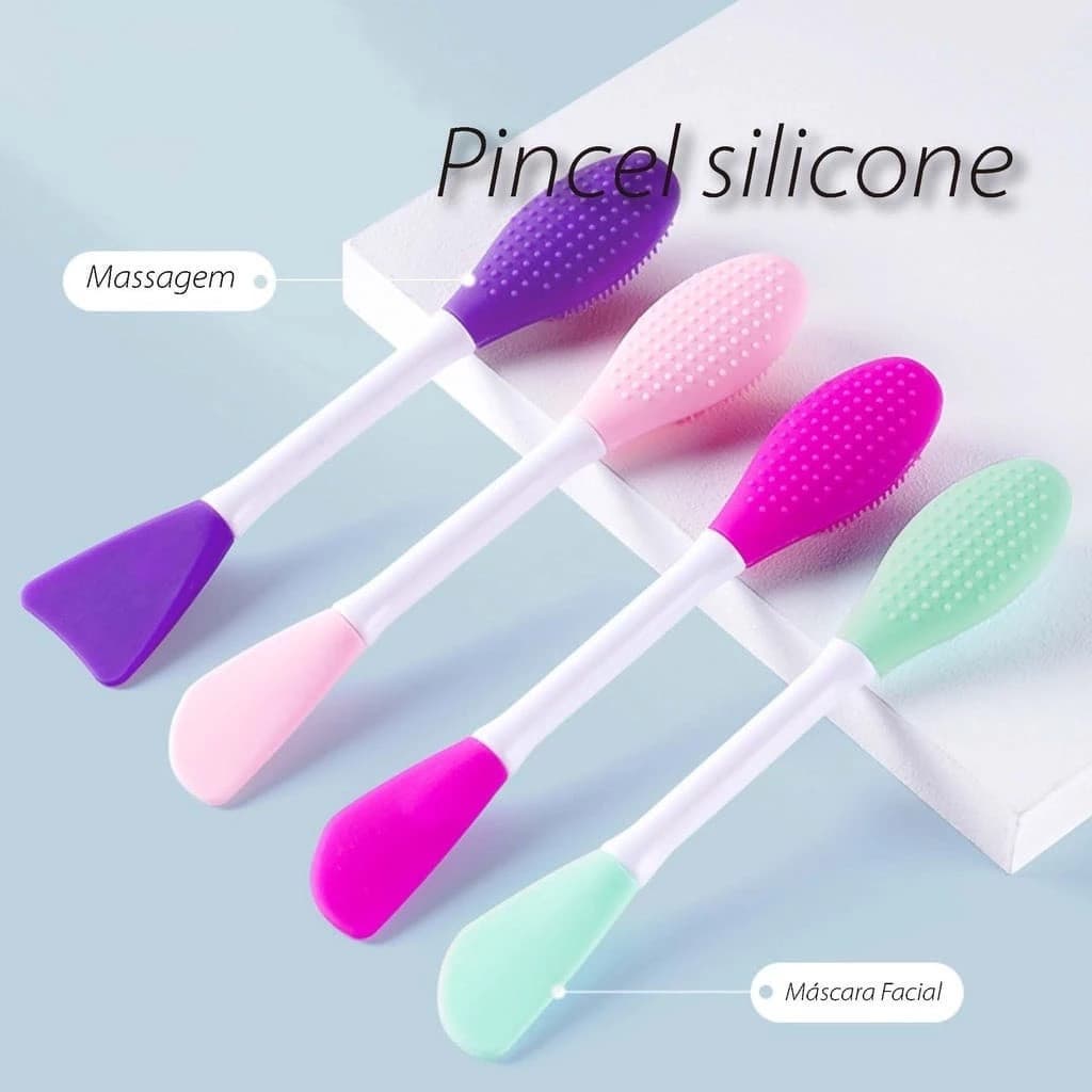 Pincéis Faciais de Silicone Com Escova – Aplicação de Máscaras/ Limpeza e Esfoliação Suave-WJ