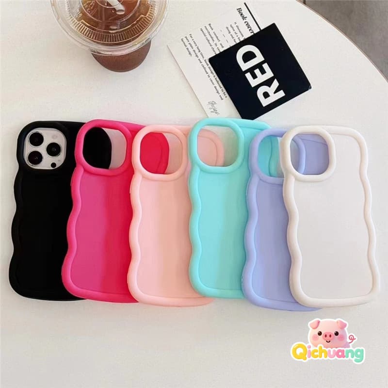 Capas Macaron Wave Para Redmi 15 15C 171 173 Poco C85 F7 M7 Plus 5G X7 Pro Estética Capa De Borda Ondulada Cor Doce Simp