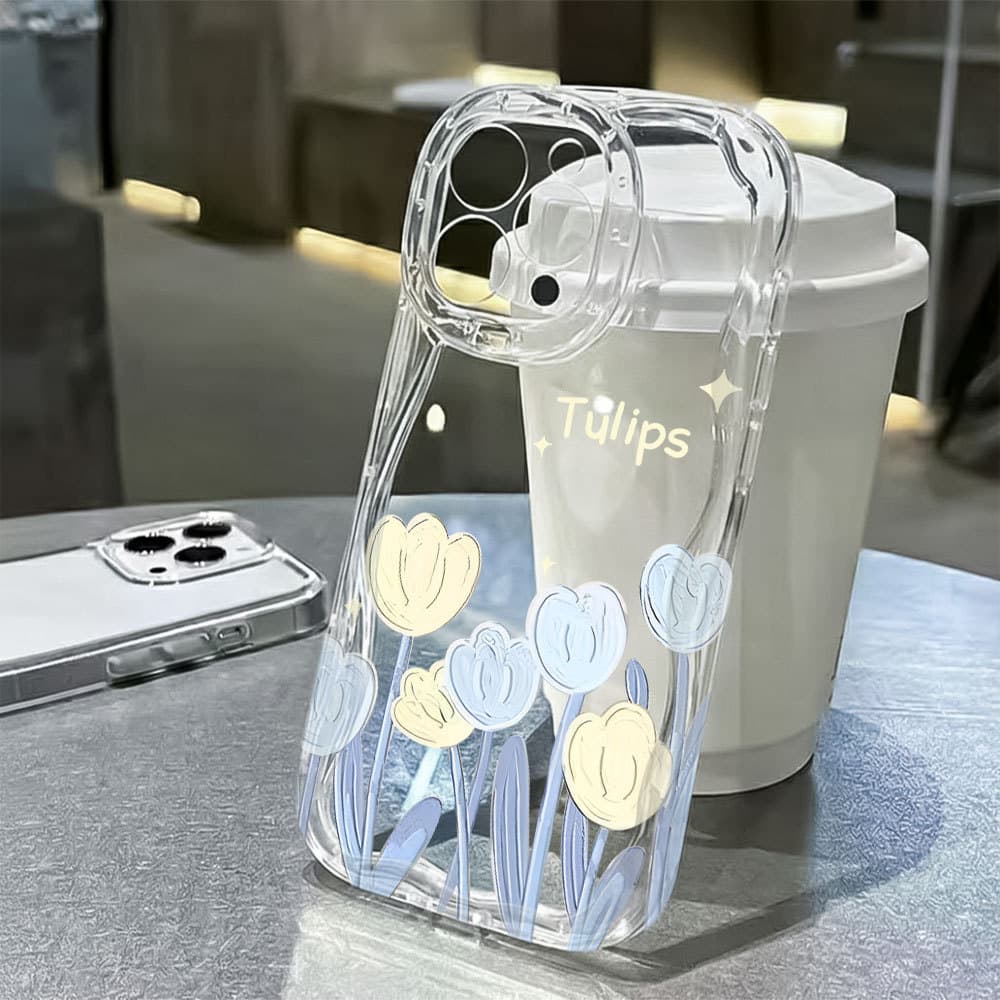 Anti-Amarelecimento Tulipa Capa Capinha Para iPhone 17 Ar 16 15 14 Plus 13 12 11 Pro Max XR Silicone Transparente