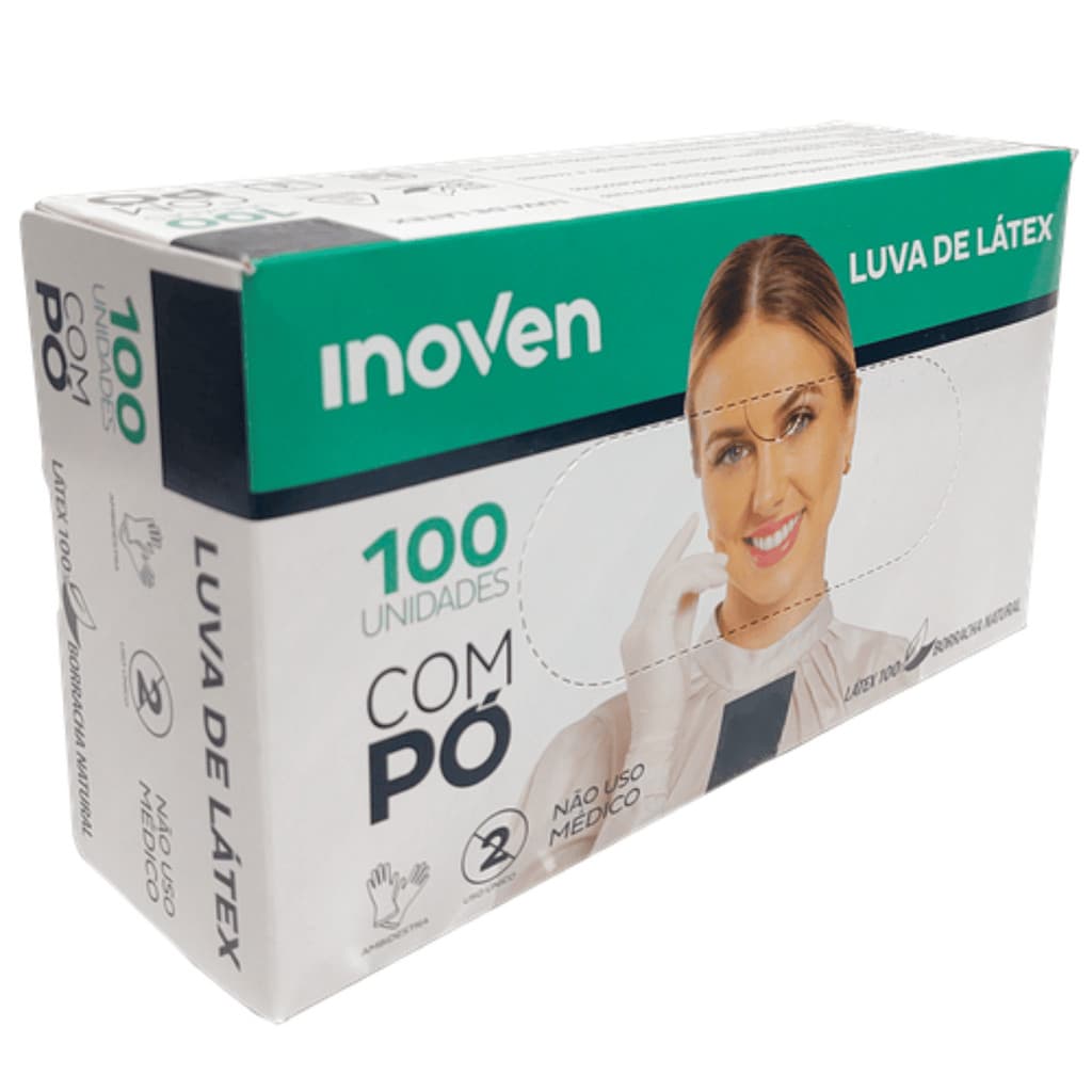 Luva Procedimento Látex Com Pó Inoven 100un - Alta Elasticidade para Odonto Estética Tatuagem Tamanh