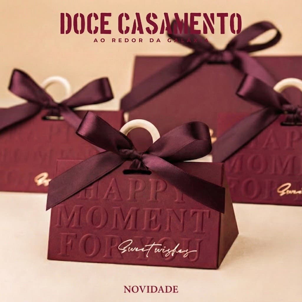 10/30 Caixas de Presente Luxo com Alça de Madeira e Laço de Cetim para Casamento e Festas