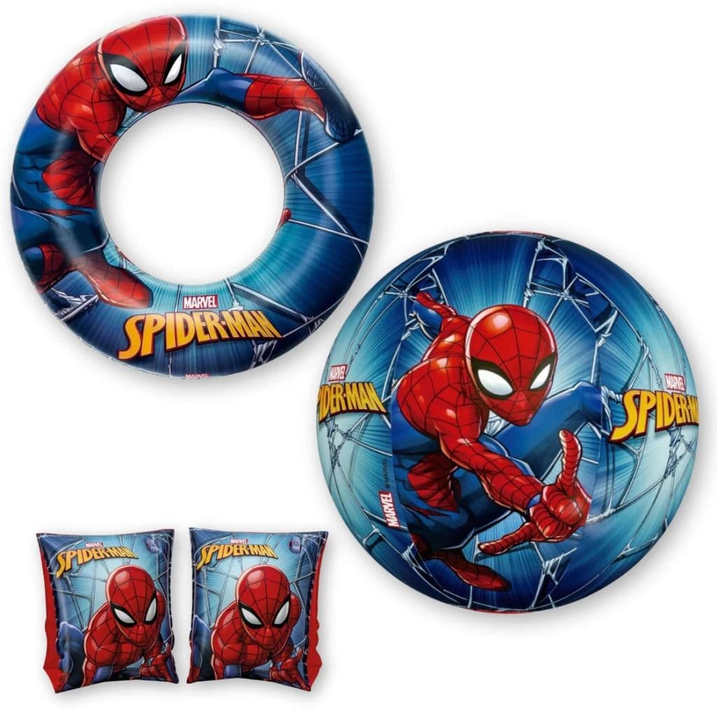 Kit Boia Circular + Bola Inflável + Boia de Braço do Homem Aranha