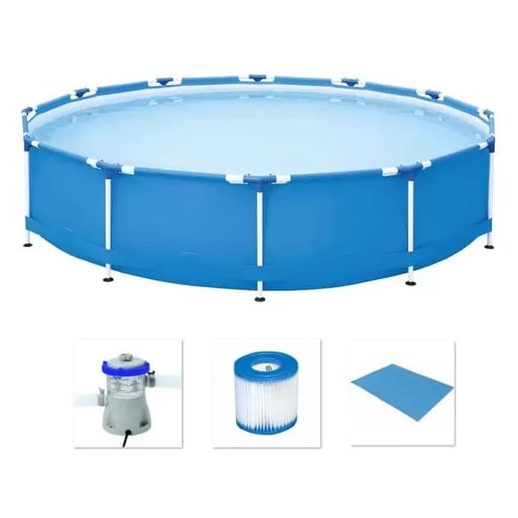 110v - Piscina Bestway 7000 Litros Azul Estrutural com Bomba Filtrante 110v e FORRO ( 6473 Litros )