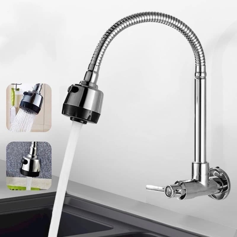 Torneira Gourmet Parede Ducha Flexível Chuveirinho Pia Cozinha Giro Bico Pressão Adaptador