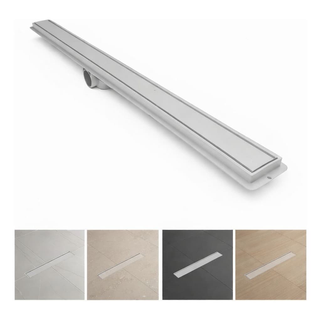 Ralo Linear Oculto Invisível 70cm Banheiro Anti Odor Saída 40mm Piso Moderno Cinza Branco Preto