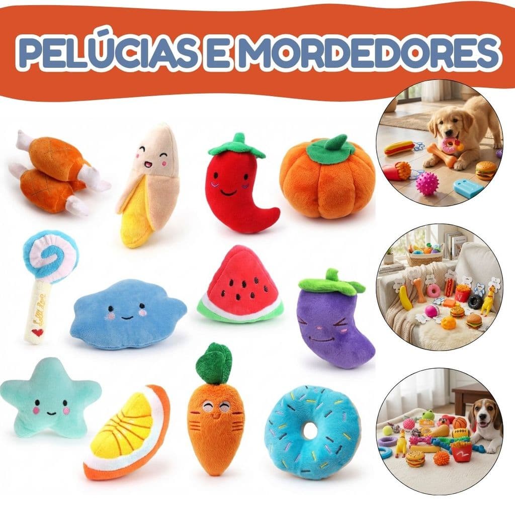 Mordedores e Pelúcias Para Cães Brinquedos De Borracha Resistentes Sortidos