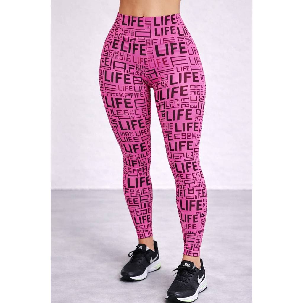 Calça Feminina Academia Suplex Estampada Life Treino Fitness Moda