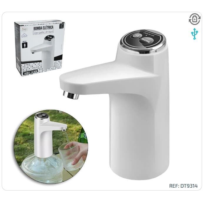 Bomba Eletrica galão água cabo usb recarregável cosy DT9314