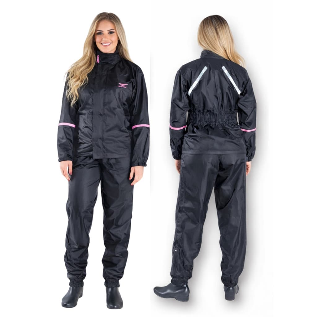 Capa Chuva Moto Feminina Piracapas Nylon Confort Light Preto/rosa