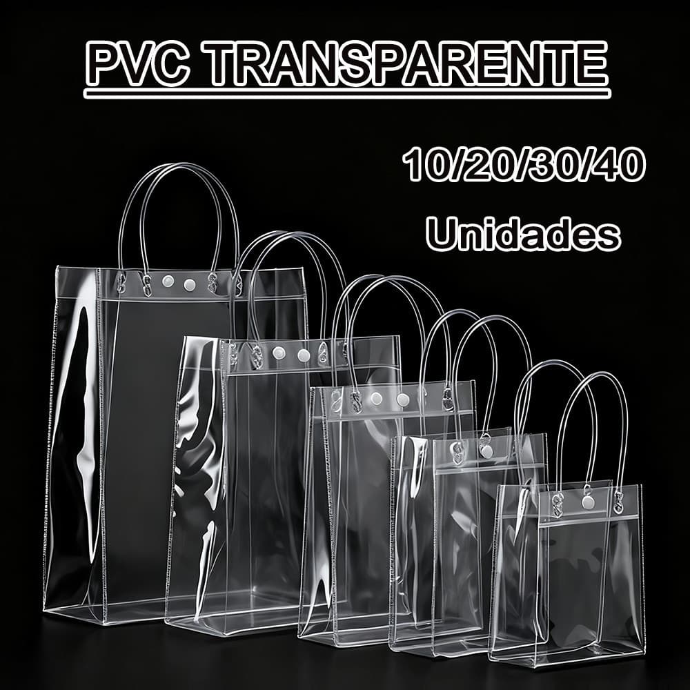 Kit 10/20/30 Units Reuse Pvc Plastic Gift Bags for Weddings, Festivals and Parties Vários tamanhos