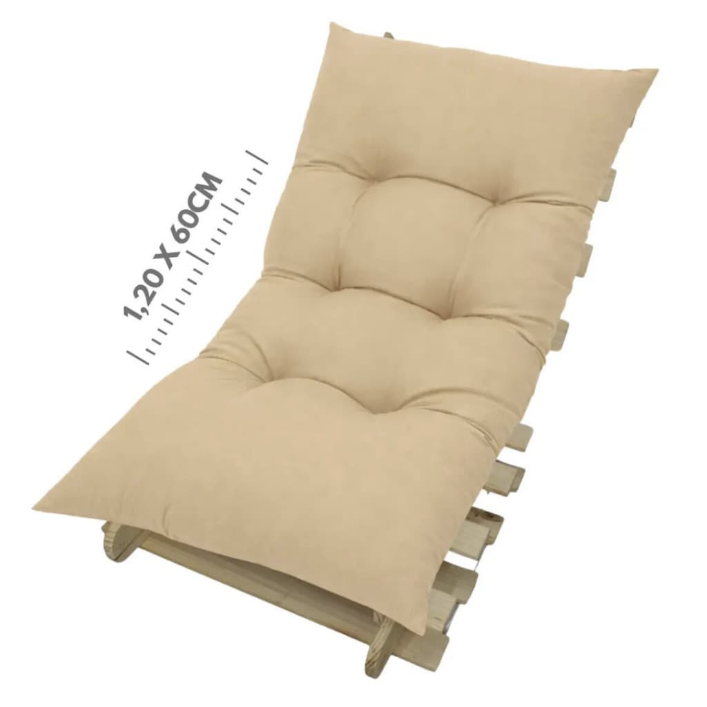 Futon de Sofá Almofadão Bege 1,20 Banco Pallet Cadeira Sofá Poltrona Futon Grandão Fofinho Varanda