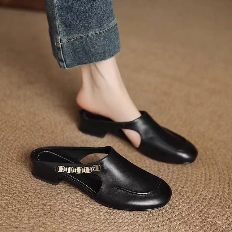 Novo estilo de sapatos femininos de salto quadrado chinelos de moda Casual