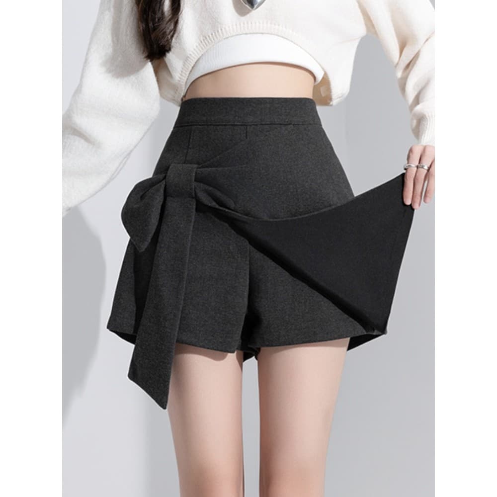 Culottes de lã falsas de duas peças, peça única, feminino, 2026, novo estilo, outono inverno, roupa externa, Irregular,