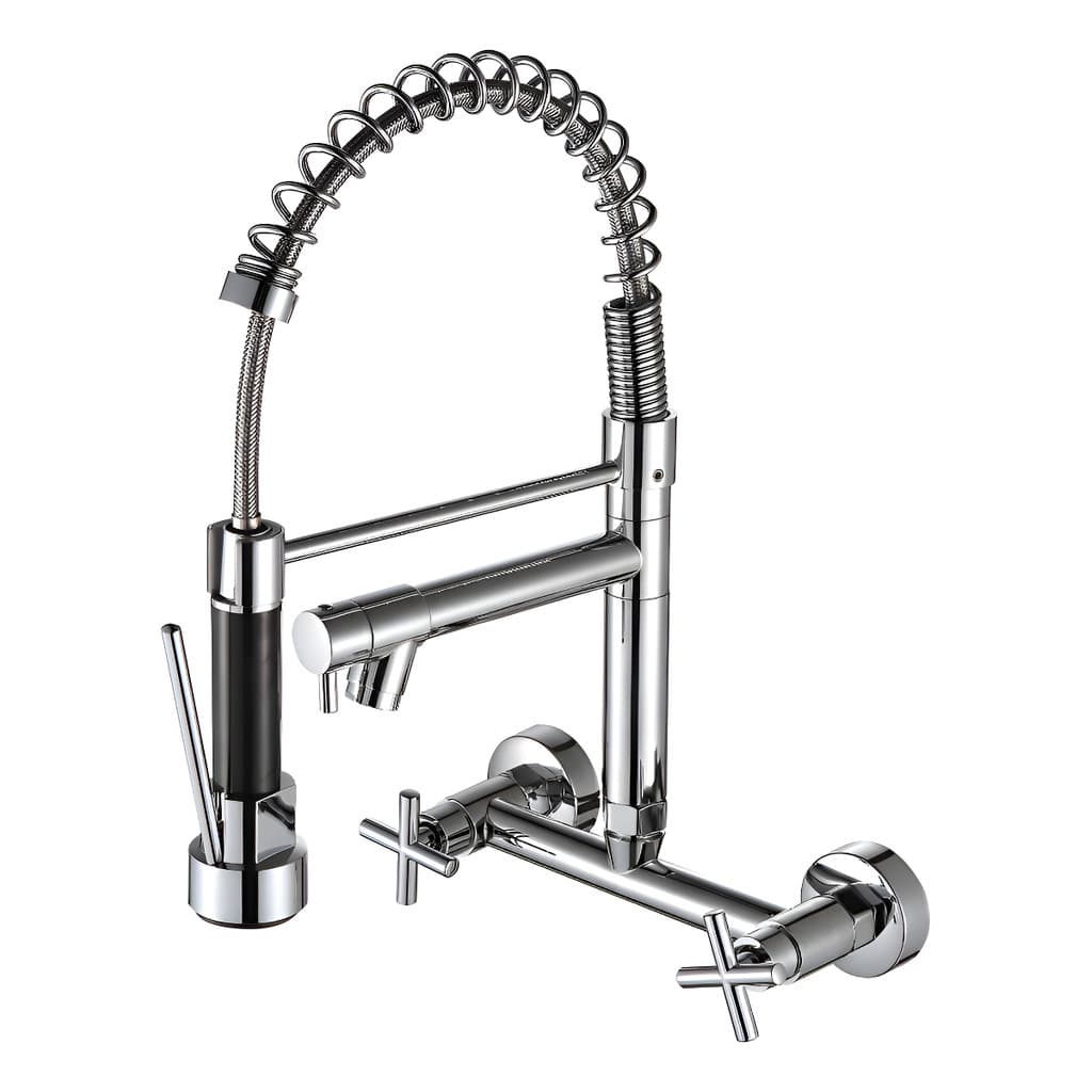 Torneira Gourmet De Cozinha Misturador Parede Bica Móvel Preto Fosco