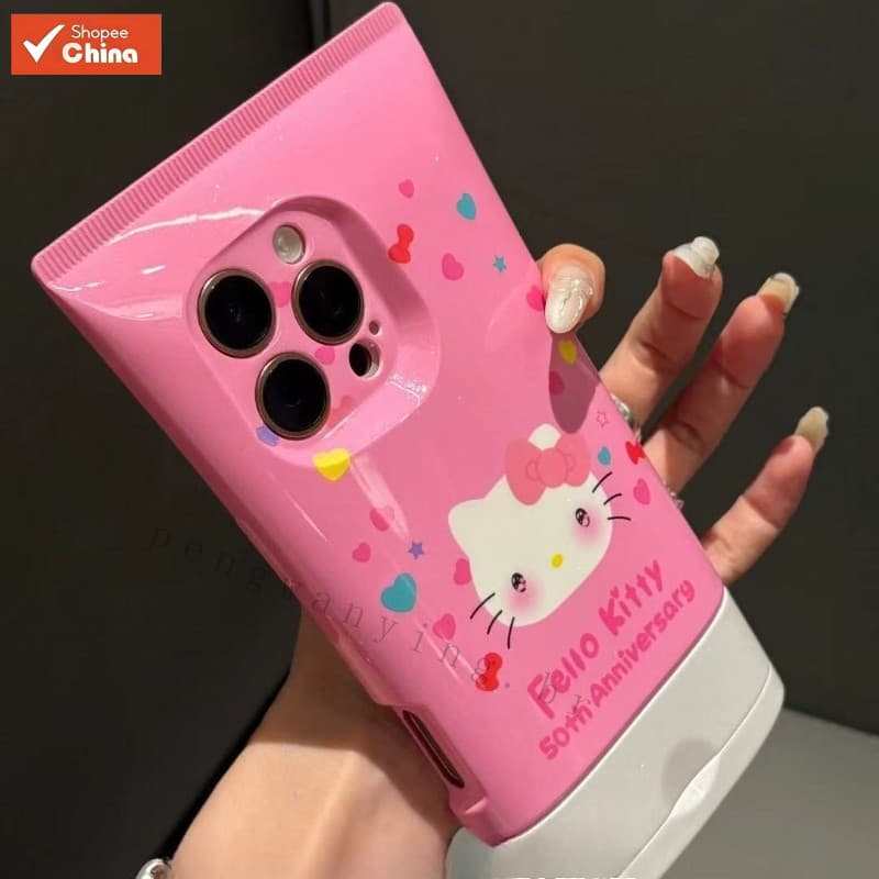 Capa de Telefone 3D Hello Kitty Melody com Padrão Soft Wash para iPhone 16 Pro Max 15 Plus 14 Promax 13 12 11 4YYE