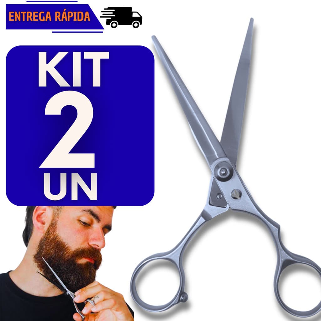Kit 2 Tesoura Profissional 6 Polegadas Inox Corte Suave E Preciso Barbeiro Cabelo Cabeleireiro