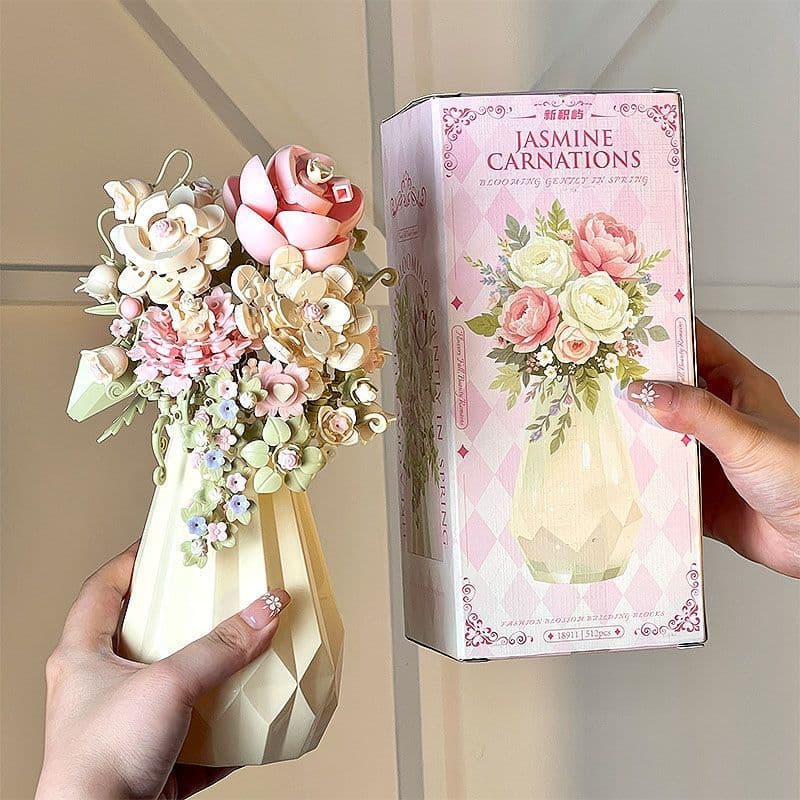 Blocos de construção de flores montados vaso de jasmim atmosfera de alto valor homens mulheres presentes de feriado