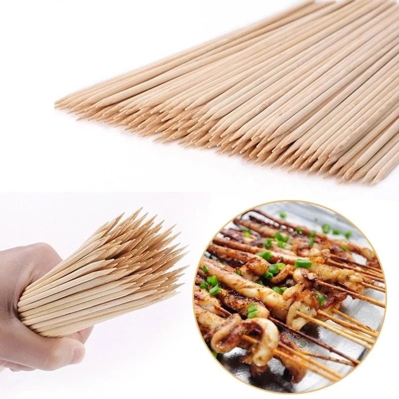 100 ou 200 Espetos de Bambu 25 cm Para Assar Churrasco Artesanato Vareta Resistente Ecológico