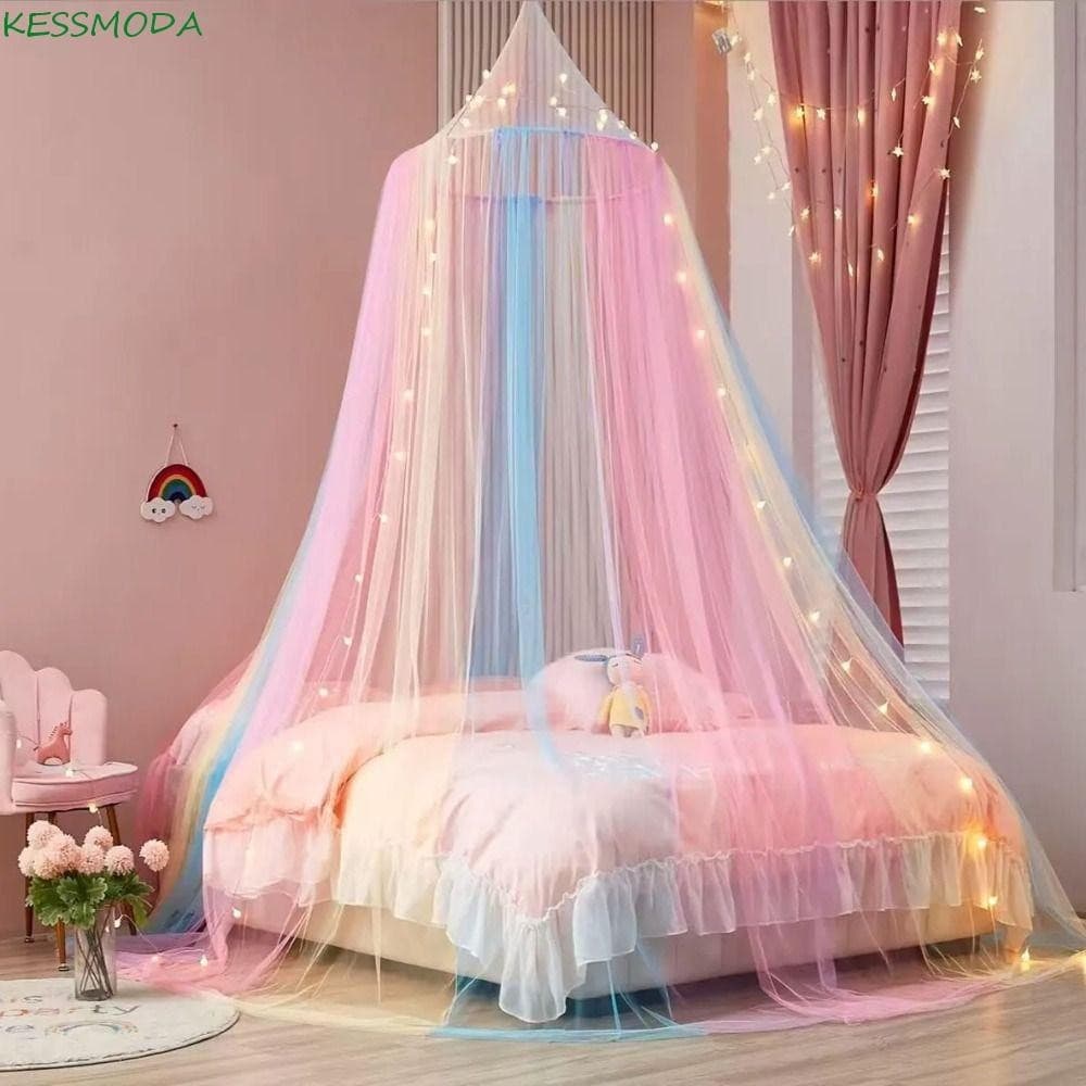 Rede mosquiteira KESSMODA Dome, colcha estilo princesa cor arco-íris, barraca suspensa