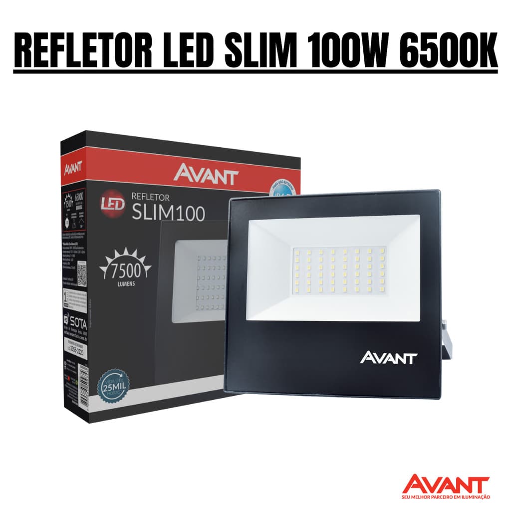 Refletor Super Led 100w Holofote Bivolt Branco Frio 6500k Avant