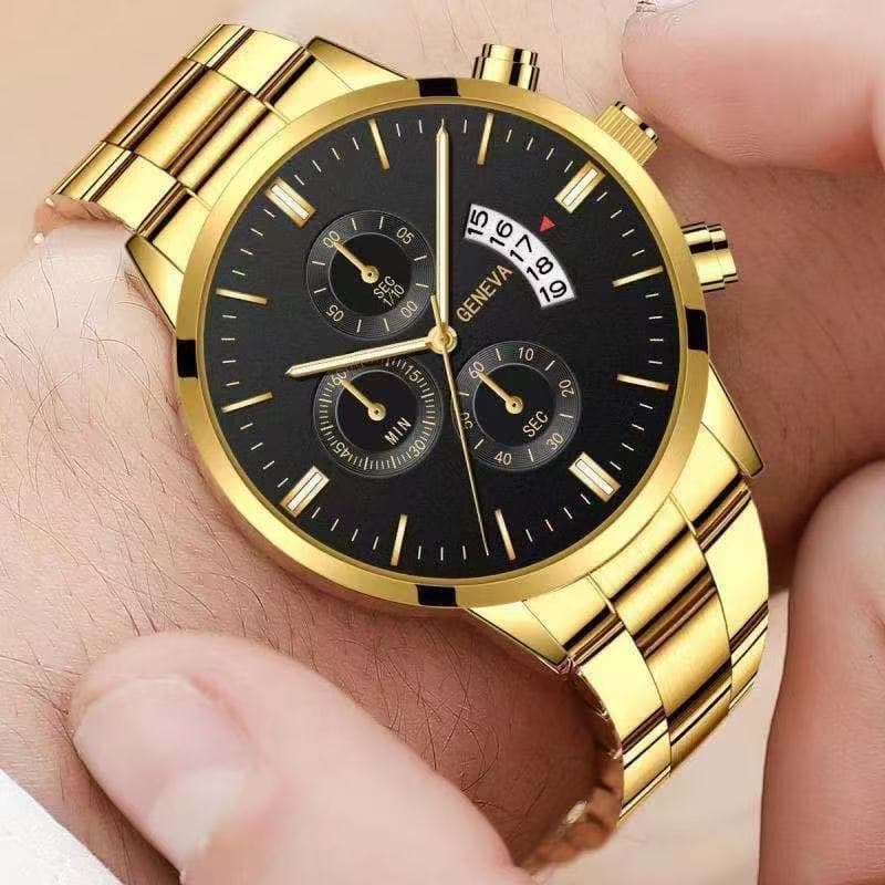 Atacado transfronteiriço calendário de venda quente pulseira de aço relógio de quartzo masculino de negócios relógio mas