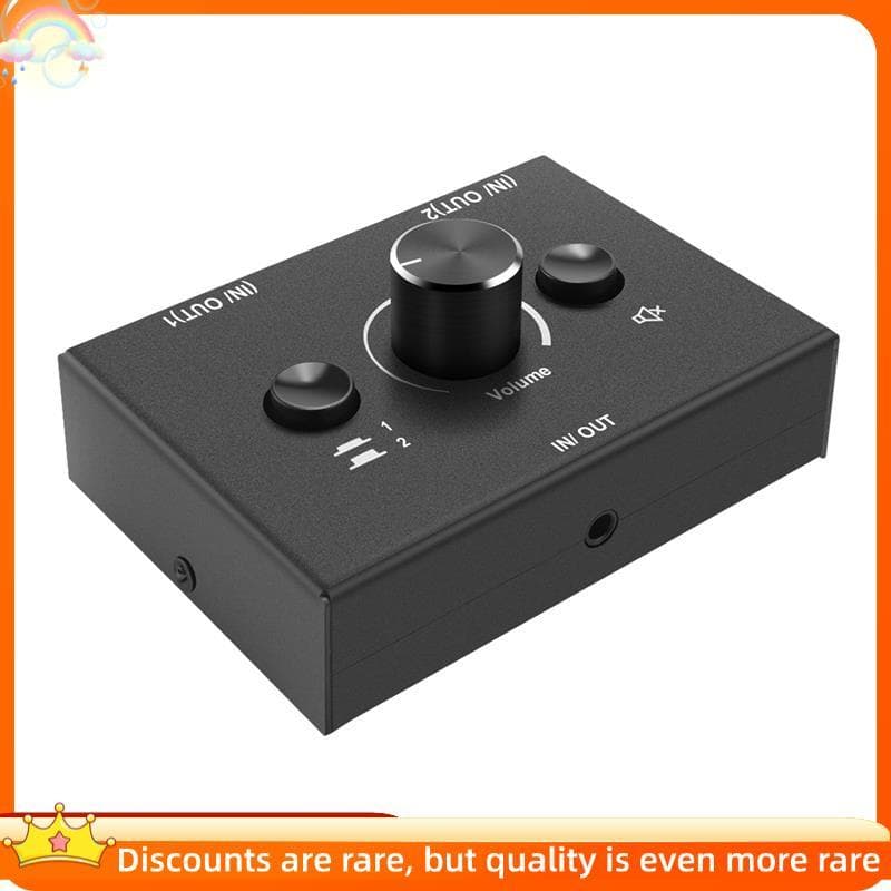 【new】Ypdnew3.5mm 2 Entradas 1 Saída/1 Entrada 2 Switcher De Áudio Divisor Caixa De Botão Mudo De Uma Tecla