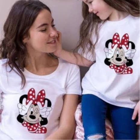 kit blusa camiseta mãe filha minnie , conjunto ensaio dia das mães