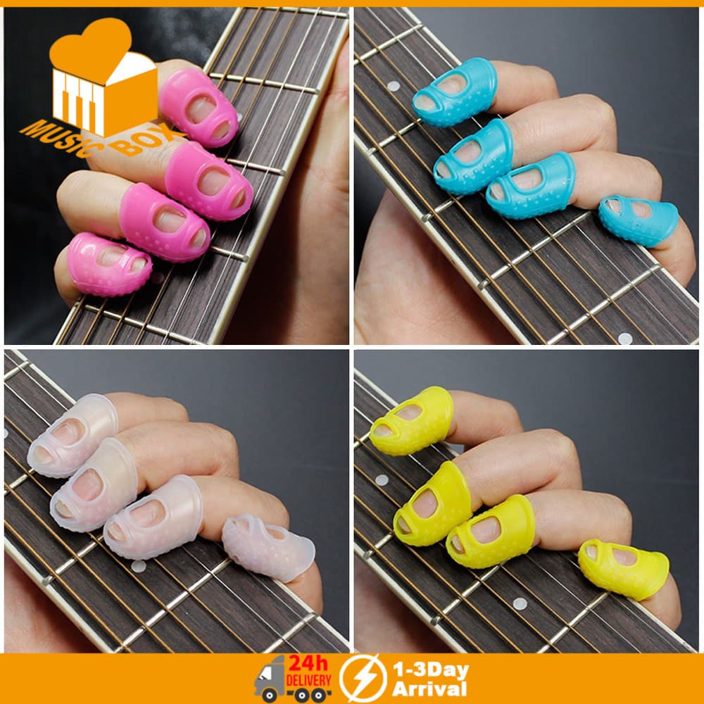Protetores De Ponta De Dedo De Guitarra 12 Peças Silicone 3 Tamanhos Protetor De Unhas De Celulose