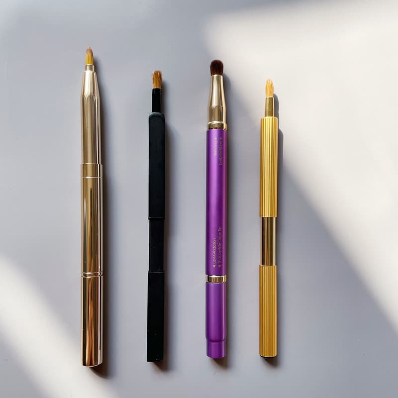 Bens retrátil fivela capa amarelo lobo cauda cabelo lábio escova batom mancha escova pequena cabeça redonda corretivo es
