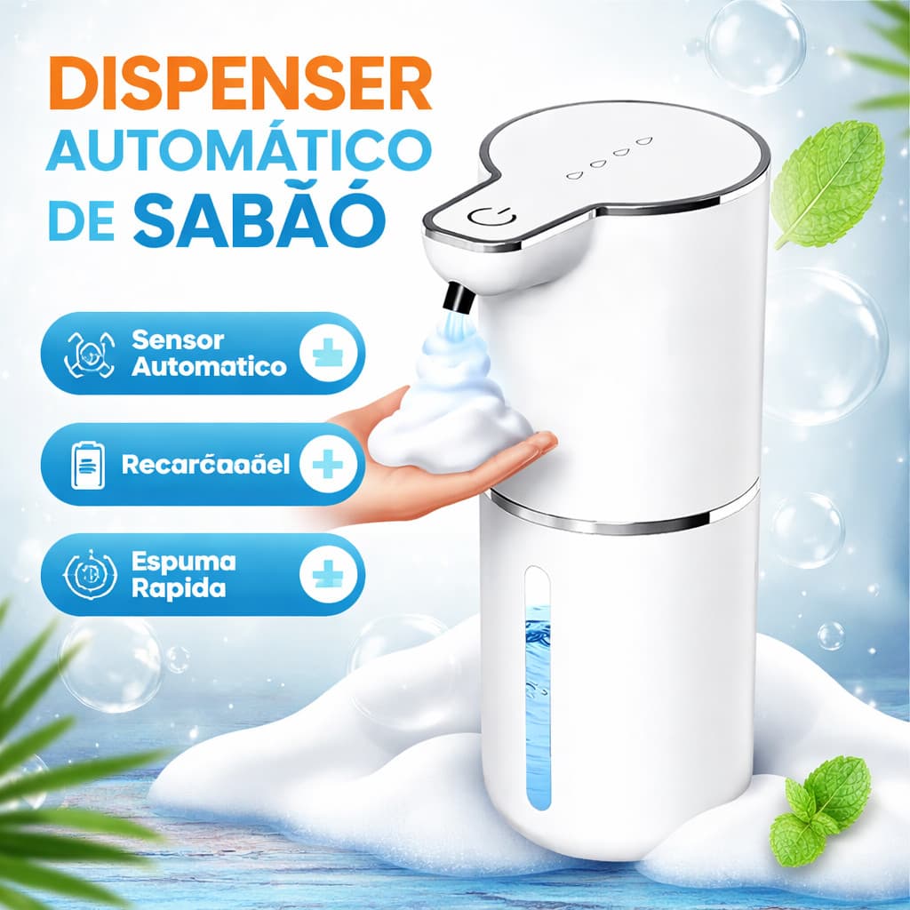 Dispenser Automático de Sabonete com Sensor Infravermelho para Sabonete Líquido Detergente e Espumal 380ml