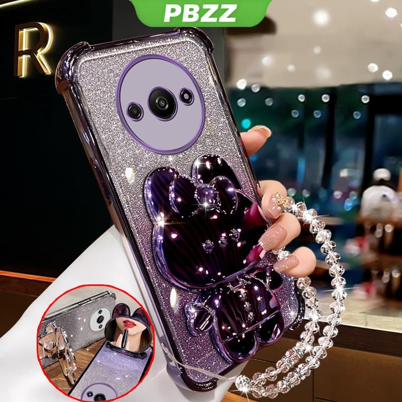 Capa Para xiaomi redmi a3 2024 4g De Telefone Softcase Silicone À Prova De Choque Novo design Espelho De Maquiagem De Co