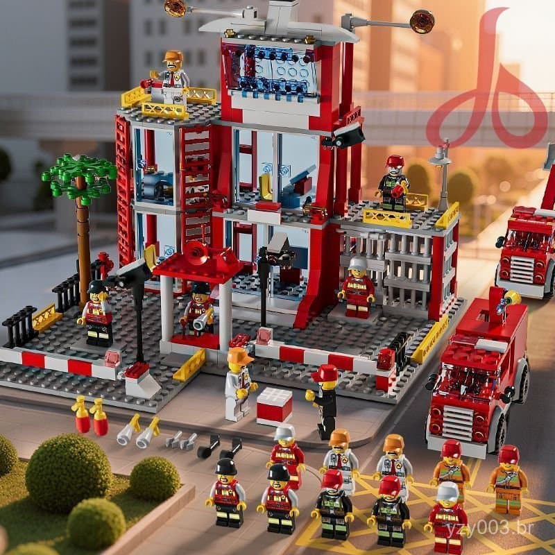 Conjunto de 650 peças compatível com o caminhão de bombeiros e o helicóptero da série LEGO City, brinquedo educativo par