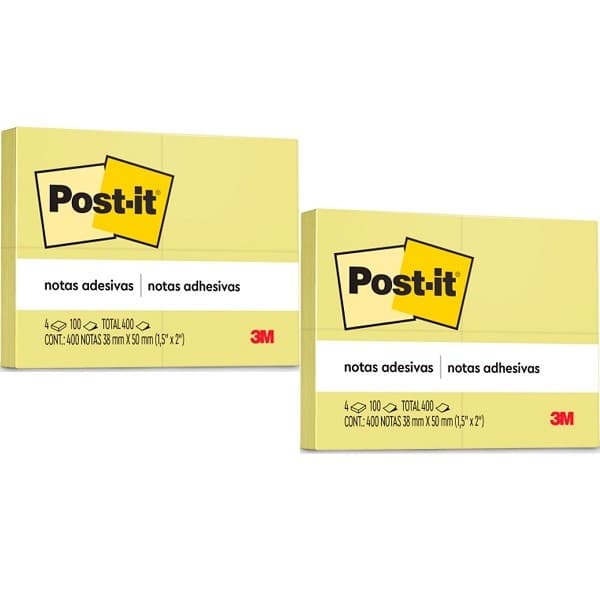 Kit com 2 POST-IT Amarelo 38MM X 50MM 3M